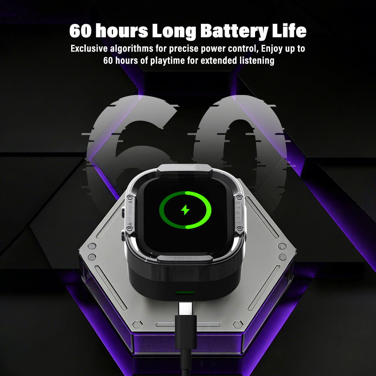 VOULAO NE70 Bluetooth 6.0 Wireless Earbuds with LED Display