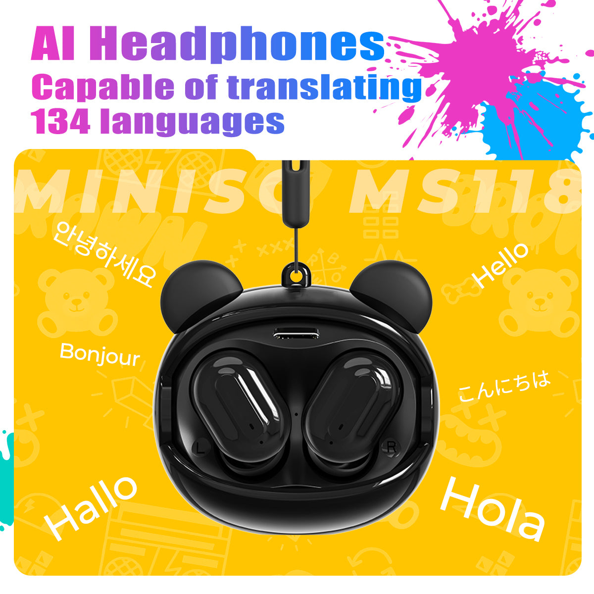 VOULAO MS118 Wireiess Biuetooth Earphones with Changeable Faceplates