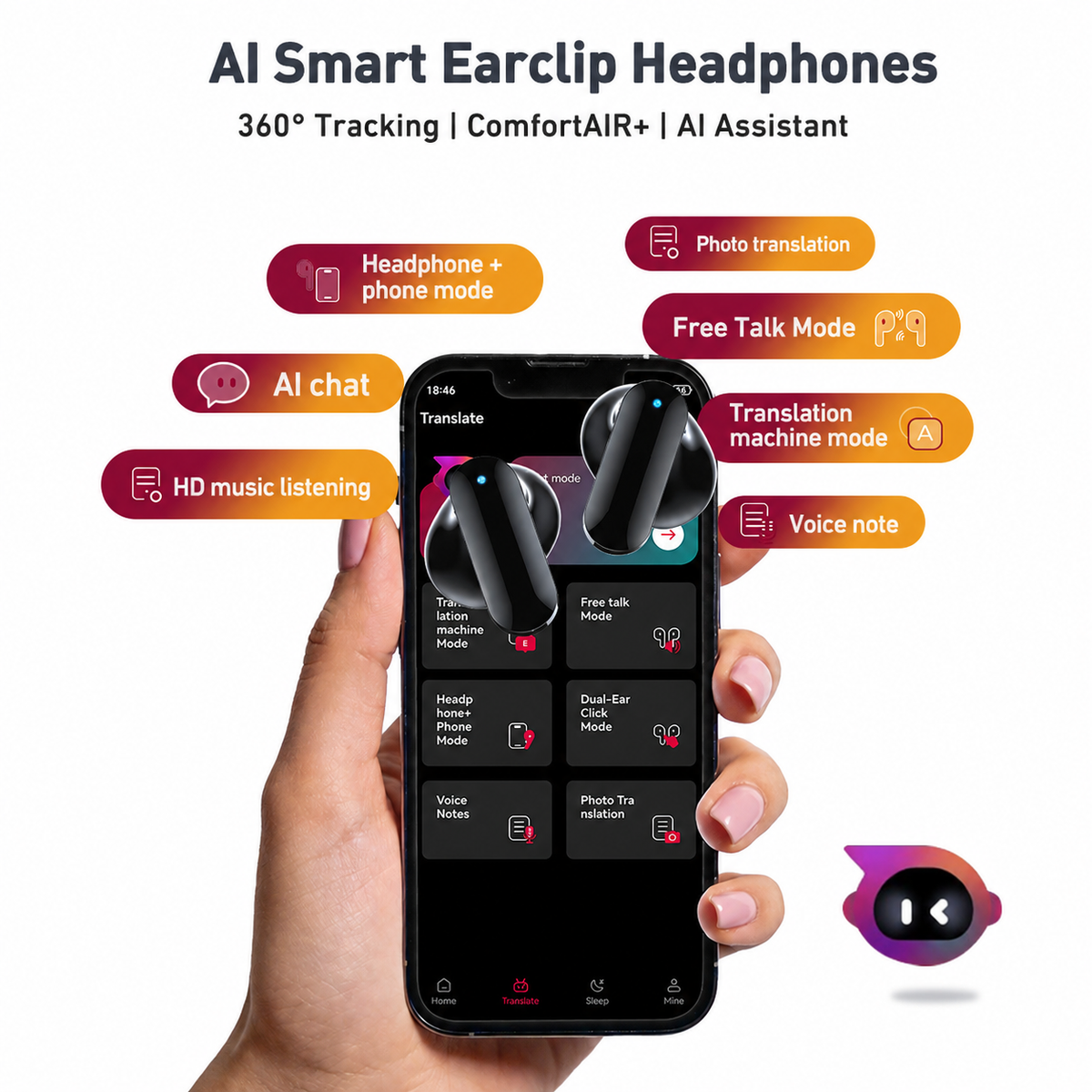 VOULAO NE71 AI Translation Earbuds Real Time