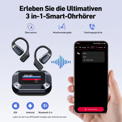 NE25 AI Translation Earbuds Real Time with LCD Touch Screen