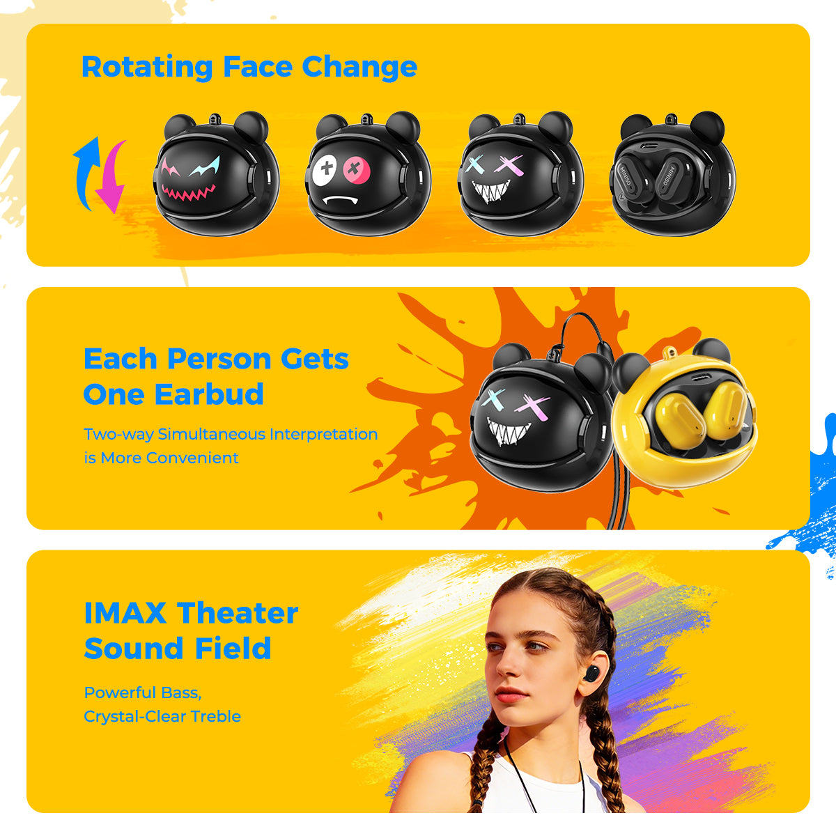 VOULAO MS118 Wireiess Biuetooth Earphones with Changeable Faceplates