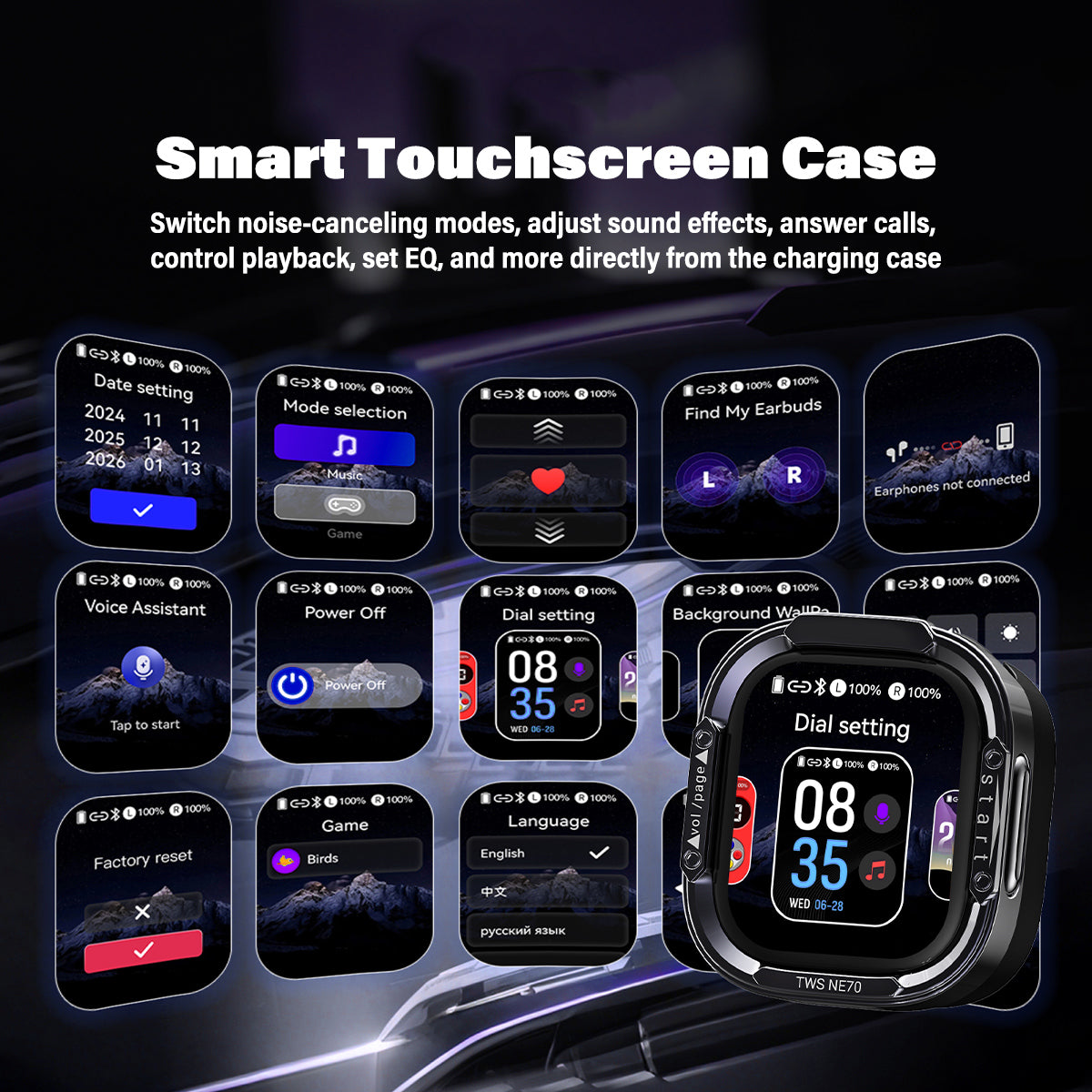 VOULAO NE70 Bluetooth 6.0 Wireless Earbuds with LED Display