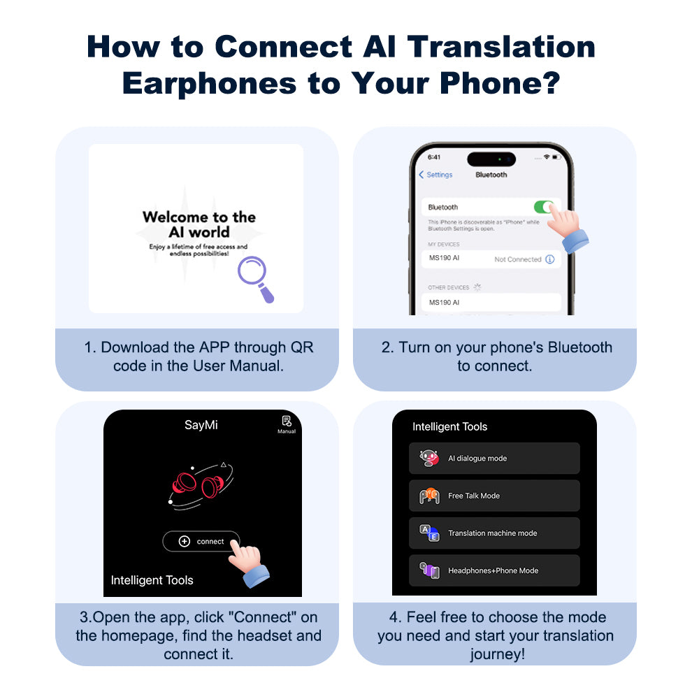 VOULAO MS190 translation earbuds with Bluetooth 6.0