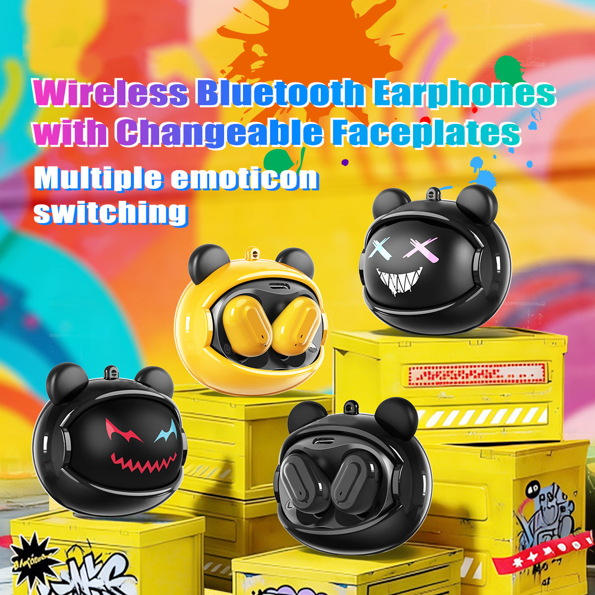 VOULAO MS118 Wireiess Biuetooth Earphones with Changeable Faceplates