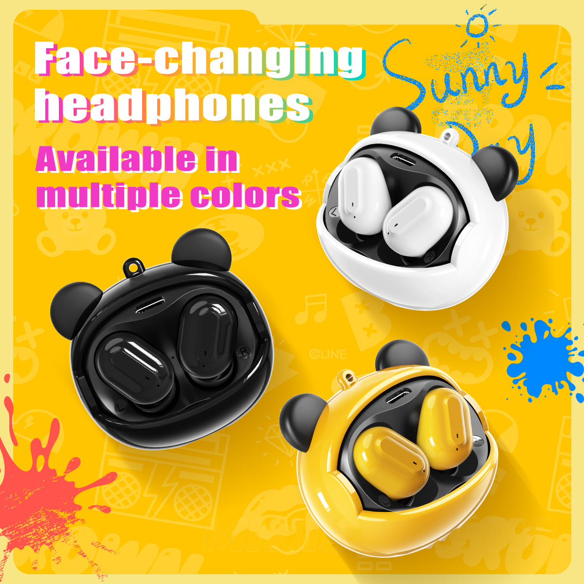 VOULAO MS118 Wireiess Biuetooth Earphones with Changeable Faceplates