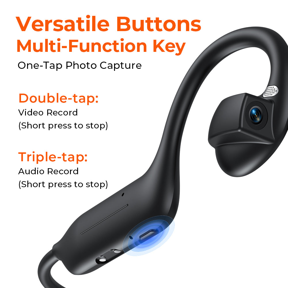 VOULAO E12 Bone Conduction Headphones with Camera